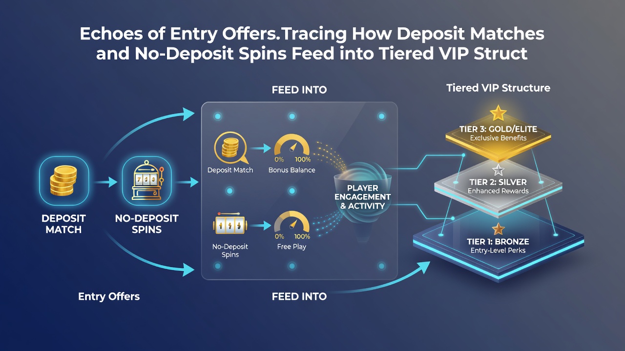 Flowchart illustrating code sequencing steps that connect welcome bonuses to VIP loyalty tiers