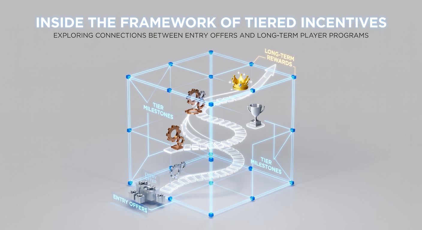 Diagram showing casino bonus tiers connecting welcome offers to loyalty programs