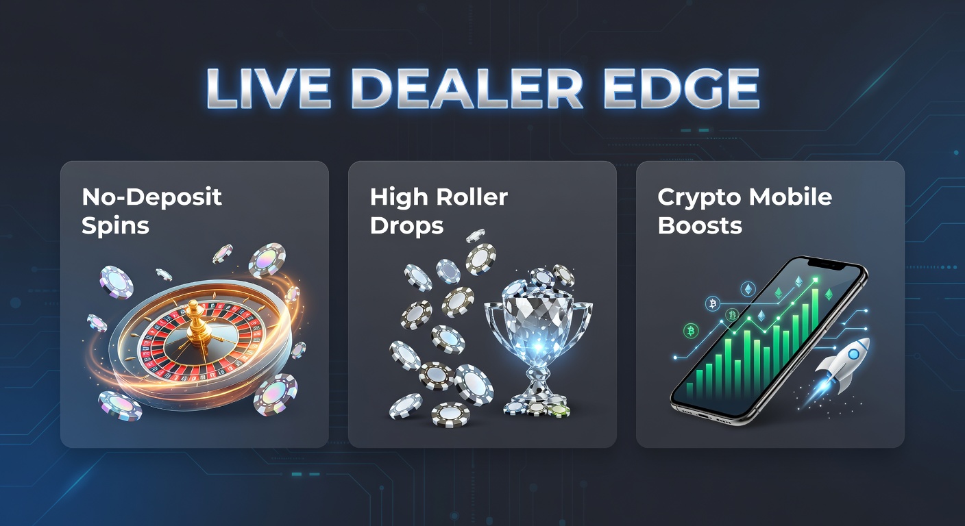 Vibrant live dealer blackjack table with overlaid promo icons for spins, drops, and crypto boosts, capturing the high-energy casino atmosphere