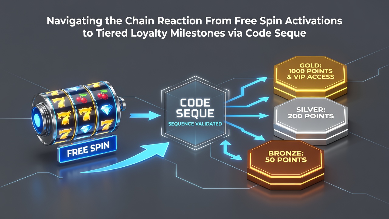 Chain of mobile notifications showing code sequence progression from spins to loyalty tier updates