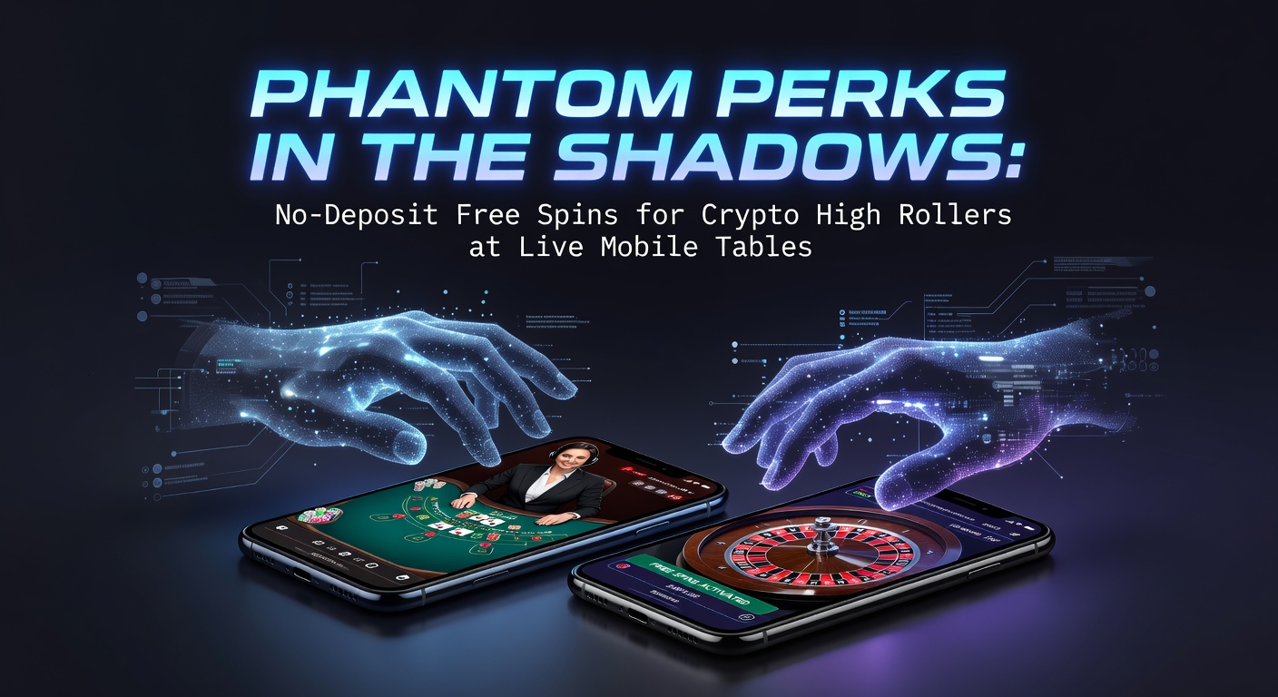 Crypto high roller engaging with live mobile table interface, featuring spinning reels in the background amid shadowy bonus notifications