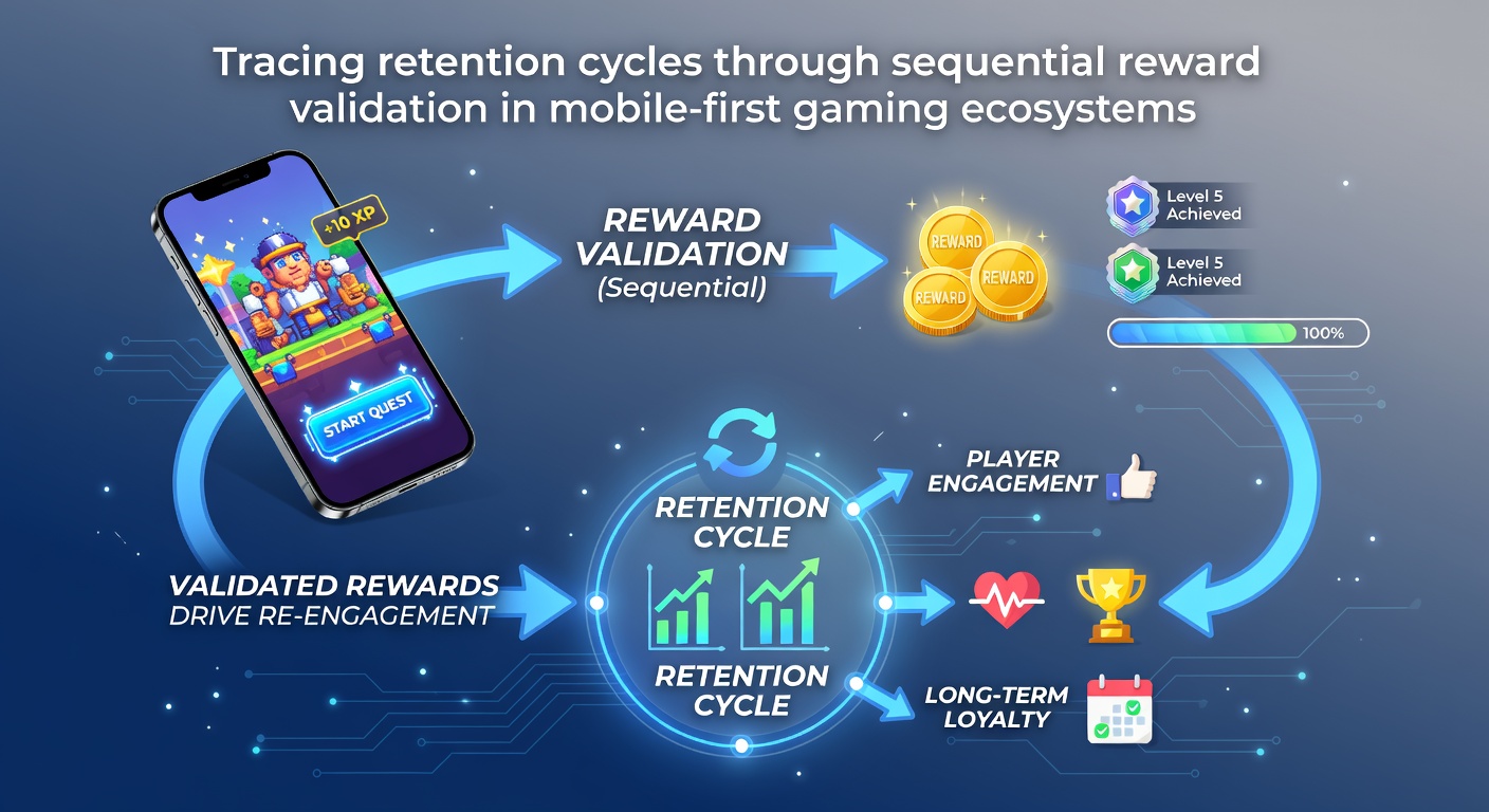 Mobile gaming interface showing sequential reward progression in a first-person ecosystem